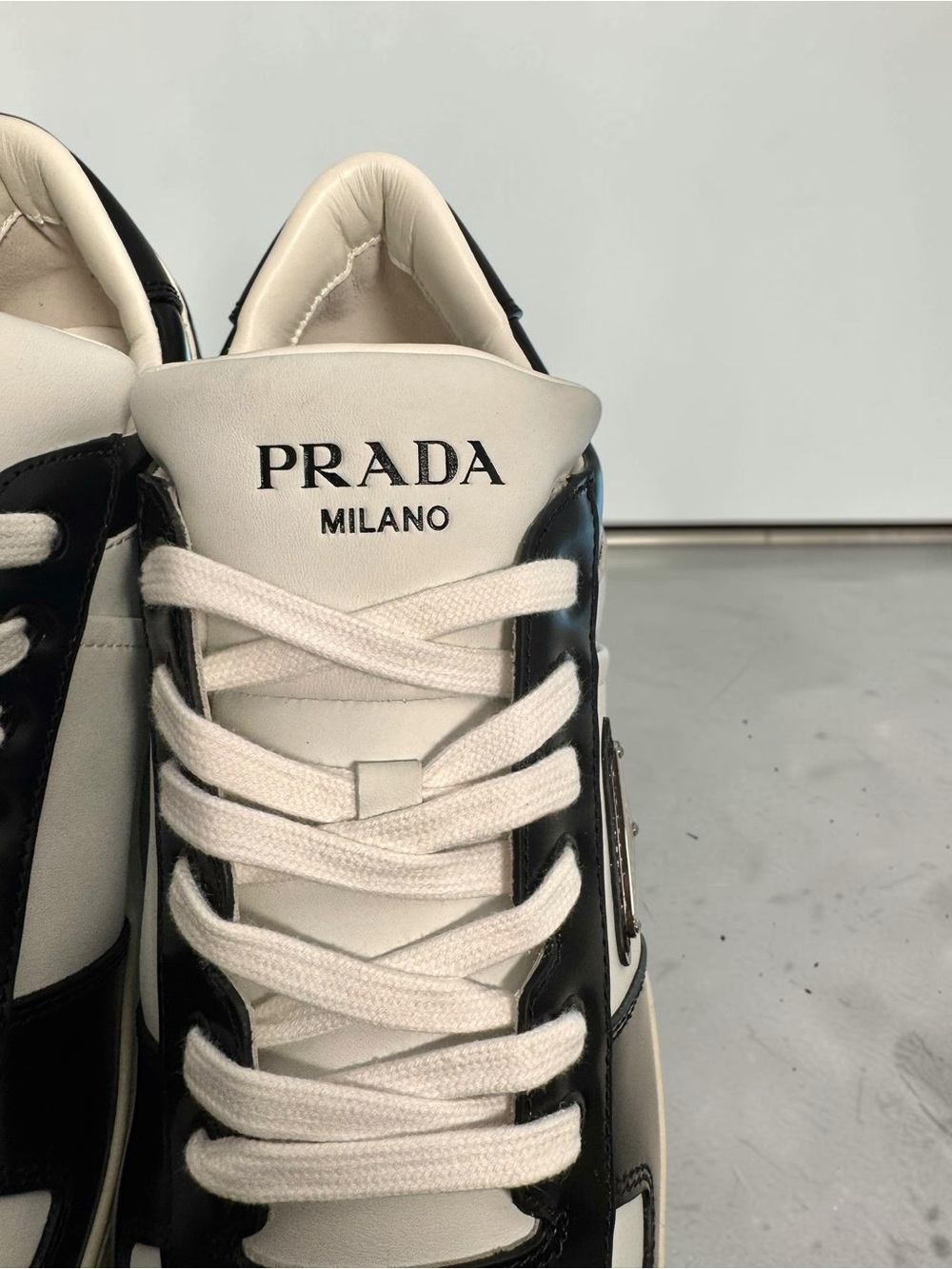 Prada Cream & Black Low-Top Men's Sneakers - Picture 6 of 11